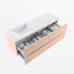 MONDIAZ VICA Badkamermeubelset - 140cm - onderkast rosee - 4 lades - wastafel cloud links - zonder kraangaten - 60cm hoge versie - talc SW1083379