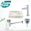 FugaFlow Eccelente Arredo fonteinset - 22x40x10cm - 1 kraangat - rechts - marmer - fonteinkraan chroom - wit - SW1125287