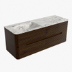 Mondiaz CIRO-DLUX Badkamermeubelset - 130x45x50cm - Solid surface wastafel Glace - 1 wasbak Links - zonder kraangaten - 4 lades - Walnut SW1530133