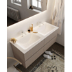 Mondiaz VICA ensemble de meuble de salle de bain - 120cm - meuble sous-vasque fumée - 4 tiroirs - lavabo nuage double - 2 trous de robinet XL version 60cm haut SW1089818