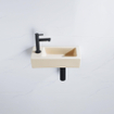 FugaFlow Efficiente Ensemble fontaine Pietra - 37,5x18,5x9cm - céramique - trou de robinet à gauche - robinet de fontaine noir mat - bouchon d'évacuation - siphon abaissé - Beige mat SW1442328
