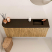 Mondiaz JOYA 101.6cm toiletmeubel - ronding links kleur Oak - Wastafel FAYE positie Rechts 1 kraangat kleur Urban. SW1421237