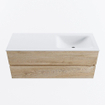 MONDIAZ VICA meuble sous lavabo 120cm Chêne blanchi 2 tiroirs. Lavabo CLOUD à droite sans trou de robinet, couleur Talc. SW1381907
