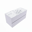 Mondiaz VICA-DLUX Ensemble de meuble de salle de bain - 100cm - meuble sous-vasque cale - 2 tiroirs - lavabo encastrée cloud milieu - sans trous de robinet - version haute de 60cm - glace SW1088316