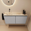MONDIAZ TURE-DLUX Meuble WC 100 cm Plata. EDEN vasque Frappe position gauche. Sans trou de robinet. SW1102972