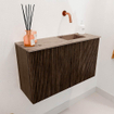 Mondiaz JOYA-DLUX 70cm toiletmeubel - kleur Walnut - Wastafel FAYE positie Rechts Zonder kraangat kleur Arena. SW1424330