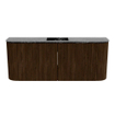 Mondiaz JOYA-DLUX 103.2cm toiletmeubel - ronding links en rechts kleur Walnut - Wastafel FAYE positie Midden Zonder kraangat kleur Lava. SW1422520
