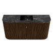 Mondiaz JOYA-DLUX 83.2cm toiletmeubel - ronding links en rechts kleur Walnut - Wastafel FAYE positie Midden 1 kraangat kleur Lava. SW1422496