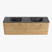 Mondiaz CIRO-DLUX Ensemble de meubles de salle de bains - 160x45x50cm - Plan vasque solid surface Lava - 2 vasques Double - 2 trous de robinet - 4 tiroirs - Chêne SW1531005