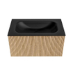 MONDIAZ KURVE 80cm Meuble salle de bain - couleur Oak - 1 tiroir - vasque BIG SMALL centre - 1 trou de robinet - Urban SW1138370