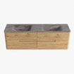 Mondiaz CIRO-DLUX Badkamermeubelset - 160x45x50cm - Solid surface wastafel Oza - 2 wasbak Dubbel - zonder kraangaten - 4 lades - Oak SW1531157