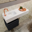 Mondiaz ANDOR Meuble lave-mains 80x30x30cm avec 1 trou pour robinet 1 tiroir Urban mat Lavabo Lex Gauche Solid Surface Blanc SW473933