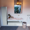 Mondiaz ALAN-DLUX Ensemble de meuble - 120cm - meuble Clay mat - 2 tiroirs - Lavabo Cloud Glace suspendu - vasque Droite - 0 trous de robinet SW806389