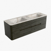 Mondiaz CIRO-DLUX Ensemble de meubles de salle de bains - 150x45x50cm - vasque solid surface Frappe - 2 vasques double - sans trous de robinet - 4 tiroirs - Shadow SW1532158