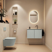 MONDIAZ TURE-DLUX Meuble toilette - 80cm - Greey - EDEN - vasque Ostra - position centrale - 1 trou de robinet SW1104866