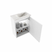 MONDIAZ TURE-DLUX meuble WC 40 cm Talc. EDEN lavabo Ostra position droite. Sans trou de robinet. SW1104631
