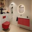 MONDIAZ TURE-DLUX Meuble toilette - 80cm - Fire - EDEN - vasque Opalo - position gauche - sans trou de robinet SW1104283