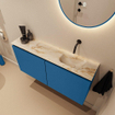 MONDIAZ TURE-DLUX Meuble toilette - 100cm - Jeans - EDEN - vasque Frappe - position droite - sans trou de robinet SW1102828