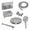 BRAUER Stripe Douche de tête thermostatique encastrée - boutons-poussoirs - SET 28 - pomme de douche 25cm - bras mural droit - douchette 3 positions - flexible de douche - coude mural - chrome SW1434768