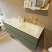 MONDIAZ VICA-DLUX Ensemble meuble de salle de bains - 130cm - meuble bas army - 4 tiroirs - vasque encastrée cloud à droite - sans trous de robinet - version haute 60cm - frape SW1088744