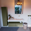 Mondiaz ALAN-DLUX Ensemble de meuble - 120cm - meuble Army mat - 2 tiroirs - Lavabo Cloud Opalo suspendu - vasque Droite - 0 trous de robinet SW806910