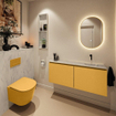 MONDIAZ TURE-DLUX Meuble toilette - 120cm - Ocher - EDEN - vasque Opalo - position droite - sans trou de robinet SW1104410