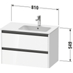 Duravit ketho 2 meuble sous lavabo avec 2 tiroirs pour lavabo droit 81x48x54.9cm avec poignées anthracite basalte mate SW771885