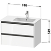 Duravit Ketho 2 meuble sous-lavabo avec 2 tiroirs pour vasque à droite 81x48x54.9cm avec poignées anthracite graphite super mat SW771908