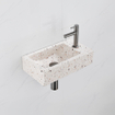 Saniclass Fuente Ensemble fontaine - 40x22x10cm - trou de robinet à droite - robinet fontaine PVD gunmetal brossé - bouchon de vidange - siphon abaissé - beige mat SW1445934