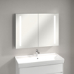 Villeroy & Boch My View 14+ armoire de toilette - avec 2 portes avec éclairage LED vertical 100x75x17.3cm - incl. boîte à médicaments verrouillable 1025445