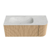 MONDIAZ KURVE-DLUX 115cm Meuble salle de bain avec module 25 D - couleur Oak - 1 tiroir - 1 porte - vasque BIG SMALL gauche - 1 trou de robinet - couleur Opalo SW1137543