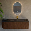 MONDIAZ KURVE Meuble de salle de bains 145 cm avec module 25 L couleur Walnut avec 1 tiroir et 1 porte. Lavabo BIG LARGE à droite 1 trou de robinet Urban. SW1138510