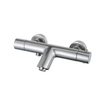 FortiFura Calvi Mitigeur baignoire - avec barre curseur - douchette ronde - flexible lisse - Inox brossé SW968350