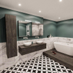 ENSEMBLE DE MEUBLE MONDIAZ LUSH - 150cm - 2 tiroirs - lavabo BARCO - 2 lavabos - 0 trou de robinet - marron foncé SW409660