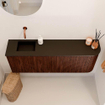 Mondiaz JOYA 111.6cm meuble de toilette - arrondi droit couleur Ruby - Vasque FAYE position Gauche Sans trou de robinet couleur Urban. SW1421842