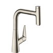 Hansgrohe Talis Select S keukenkraan 220 met uittrekbare handdouche en 150° draaibare uitloop RVS look SW95070