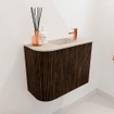 Mondiaz JOYA-DLUX Meuble de salle de bains - 51,6cm - arrondi gauche couleur Walnut - Vasque FAYE position droite 1 trou de robinet couleur Frappe. SW1422339