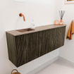 Mondiaz JOYA-DLUX Meuble de salle de bains 111.6cm - arrondi droit couleur Shadow - Vasque FAYE position Gauche Sans trou de robinet couleur Arena SW1424835