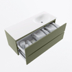 Mondiaz VICA Badkamermeubelset - 120cm - army - 2 lades - Wastafel MOON - rechts - 1 kraangat - kleur talc - XL versie 60cm hoog SW1189286