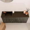 Mondiaz JOYA 90cm toiletmeubel - kleur Shadow - Wastafel FAYE positie Links 1 kraangat kleur Urban. SW1421487
