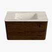 Mondiaz CIRO-DLUX Meuble de salle de bains - 90x45x50cm - Plan vasque solid surface Meli - 1 lavabo au milieu - sans trous de robinet - 2 tiroirs - Noyer SW1530466