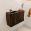 Mondiaz JOYA-DLUX Meuble de salle de bains 71,6cm - arrondi droit couleur Walnut - Vasque FAYE position Gauche 1 trou de robinet couleur Lava. SW1422469