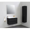 Basic Bella Meuble salle de bains avec lavabo acrylique Blanc 80x55x46cm sans trous de robinet Noir mat SW491717