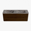 Mondiaz CIRO-DLUX Meuble de salle de bains - 140x45x50cm - Plan vasque solid surface Sombra - 2 vasques double - 2 trous de robinetterie - 4 tiroirs - Noyer SW1530759