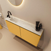 MONDIAZ TURE-DLUX Meuble toilette - 100cm - Ocher - EDEN - vasque Ostra - position gauche - 1 trou de robinet SW1104938