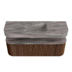 MONDIAZ THOR-DLUX 140cm badmeubel ronding links + rechts kleur Walnut met 1 lade en 2 deuren. Vrijhangende wastafel CLOUD Midden 1 kraangat kleur Oza. SW1464283