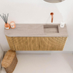 Mondiaz JOYA-DLUX 91.6cm toiletmeubel - ronding links kleur Oak - Wastafel FAYE positie Rechts Zonder kraangat kleur Saba. SW1424203