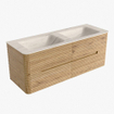 Mondiaz CIRO-DLUX Badkamermeubelset - 130x45x50cm - Solid surface wastafel Meli - 2 wasbak Dubbel - zonder kraangaten - 4 lades - Oak SW1531389