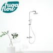 FugaFlow Efficiente Sobrado Ensemble de douche à effet pluie avec thermostat douche de tête 20cm douchette à main 3 positions chrome SW1123835