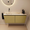 MONDIAZ TURE-DLUX Meuble toilette - 100cm - Oro - EDEN - vasque Frappe - position gauche - sans trou de robinet SW1102914